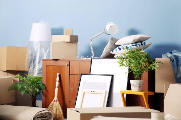 Packed household goods for moving into new house